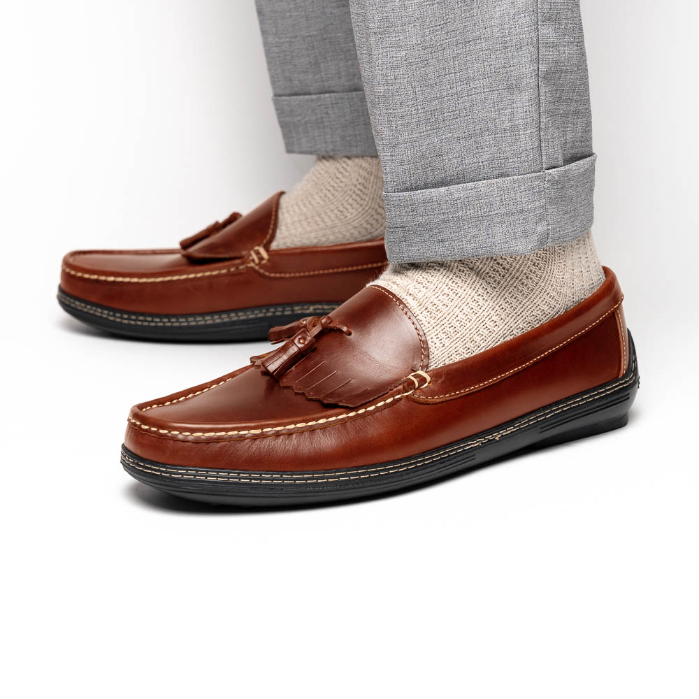 Handsewn Shoe Co. Fringe Tassel Driving Loafers Brown
