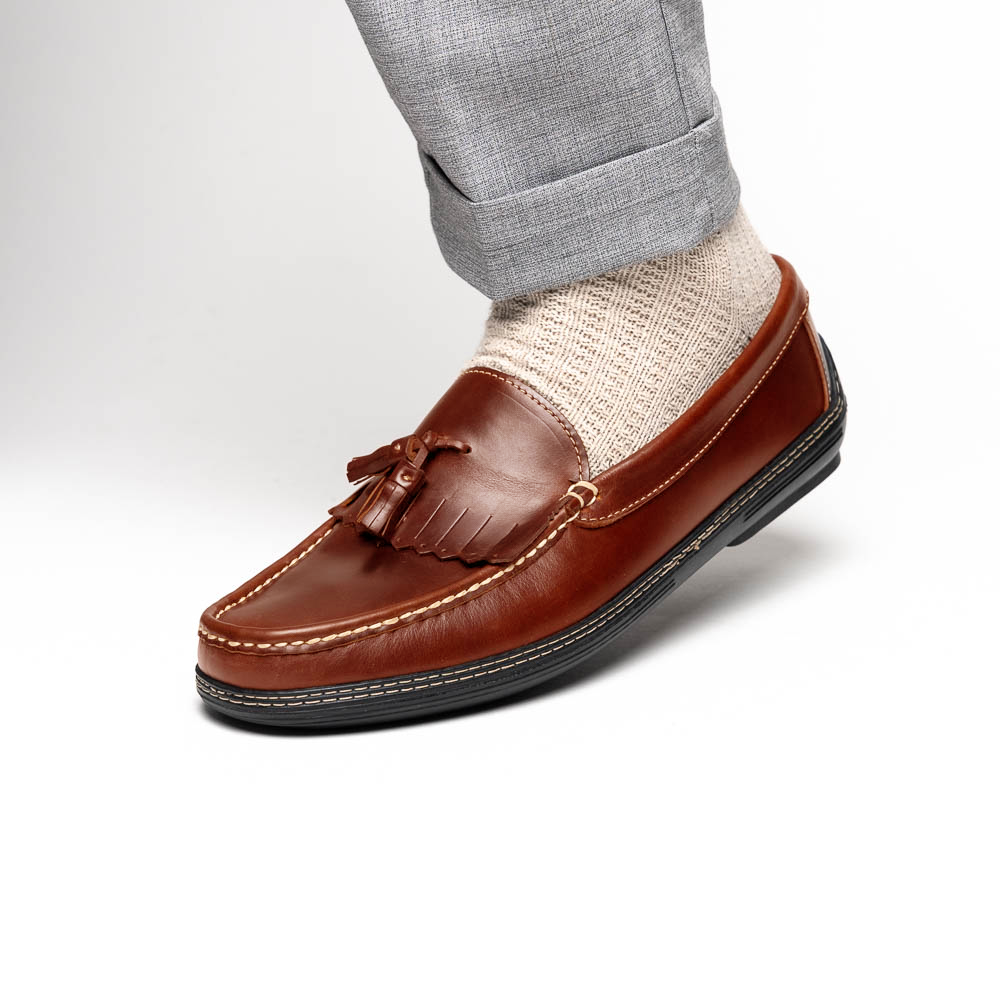 Handsewn Shoe Co. Fringe Tassel Driving Loafers Brown
