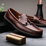 Handsewn Shoe Co. Fringe Tassel Driving Loafers Dark Brown