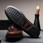 Handsewn Shoe Co. Fringe Tassel Driving Loafers Dark Brown