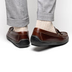 Handsewn Shoe Co. Fringe Tassel Driving Loafers Dark Brown