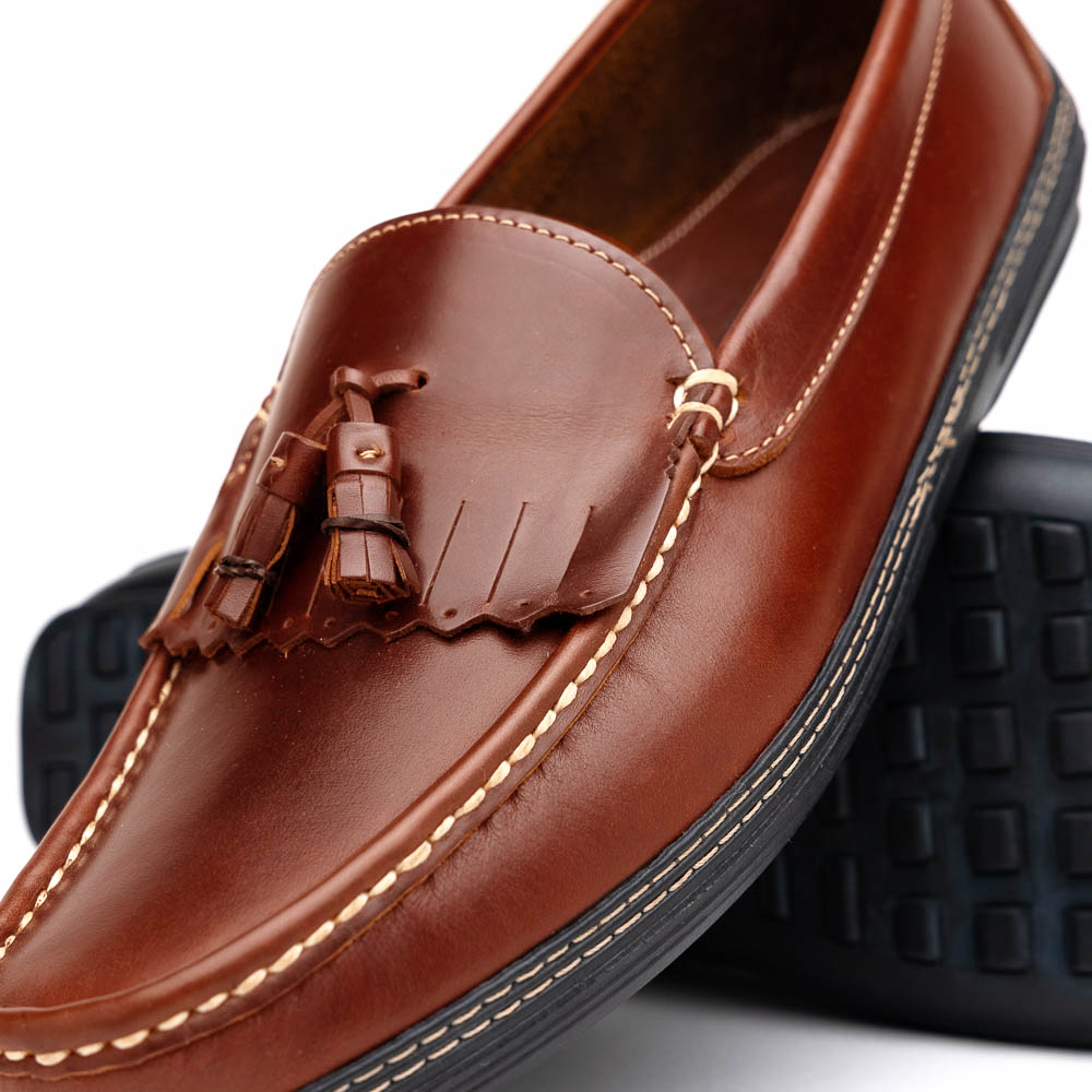 Handsewn Shoe Co. Fringe Tassel Driving Loafers Brown