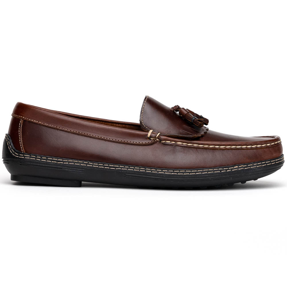 Handsewn Shoe Co. Fringe Tassel Driving Loafers Dark Brown