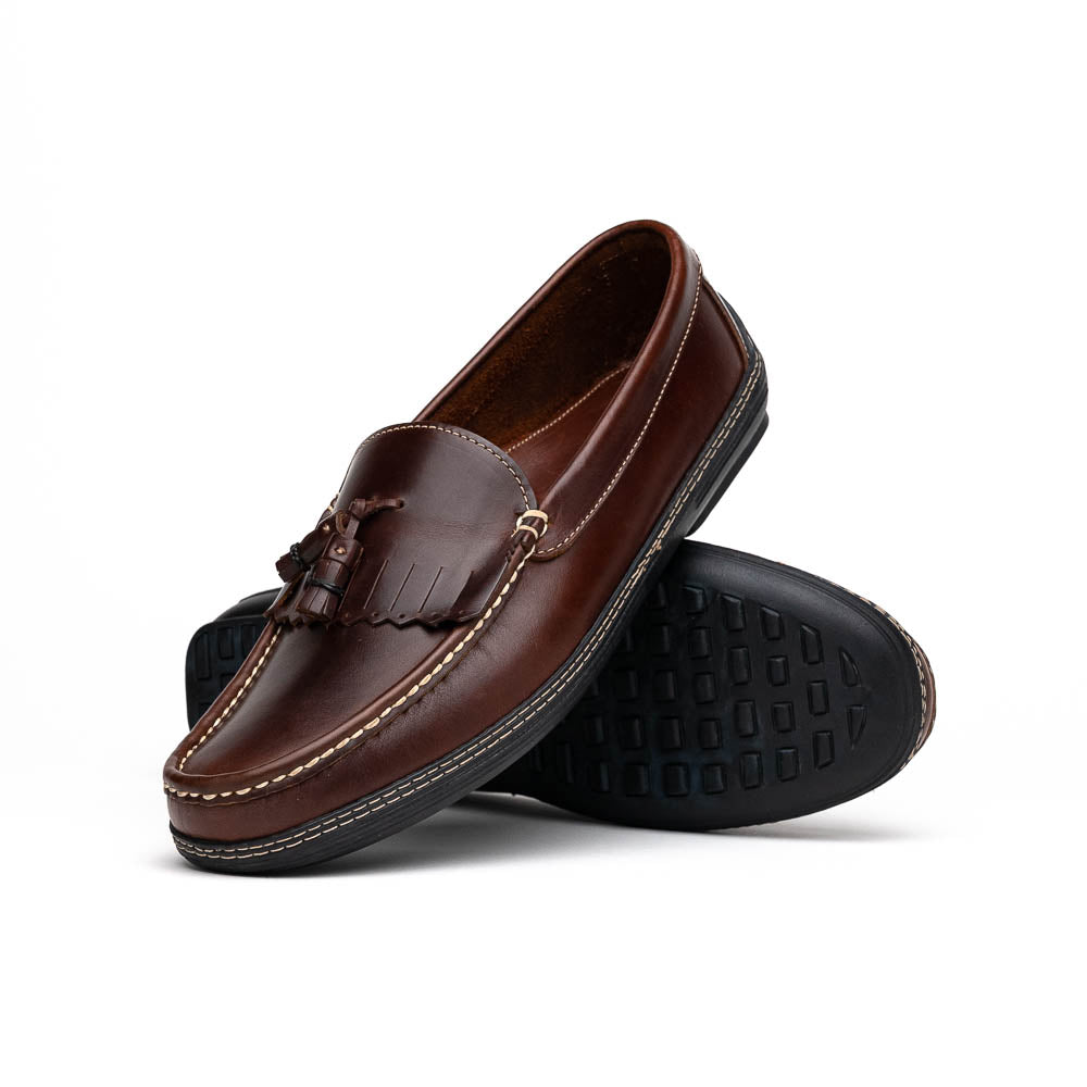 Handsewn Shoe Co. Fringe Tassel Driving Loafers Dark Brown
