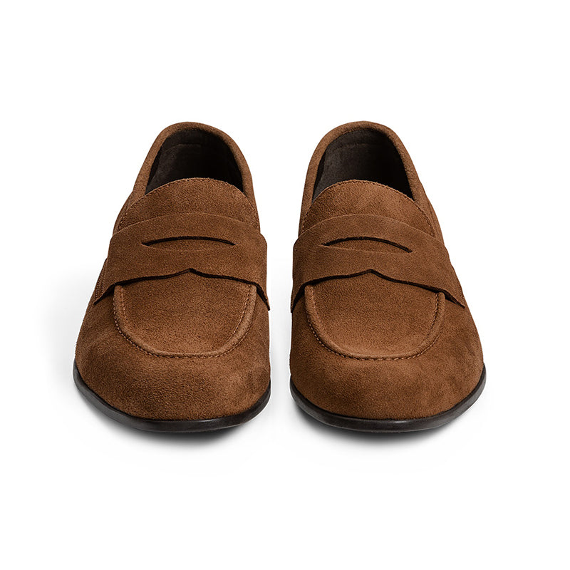 G. Brown Cannon Suede Penny Loafer Cognac