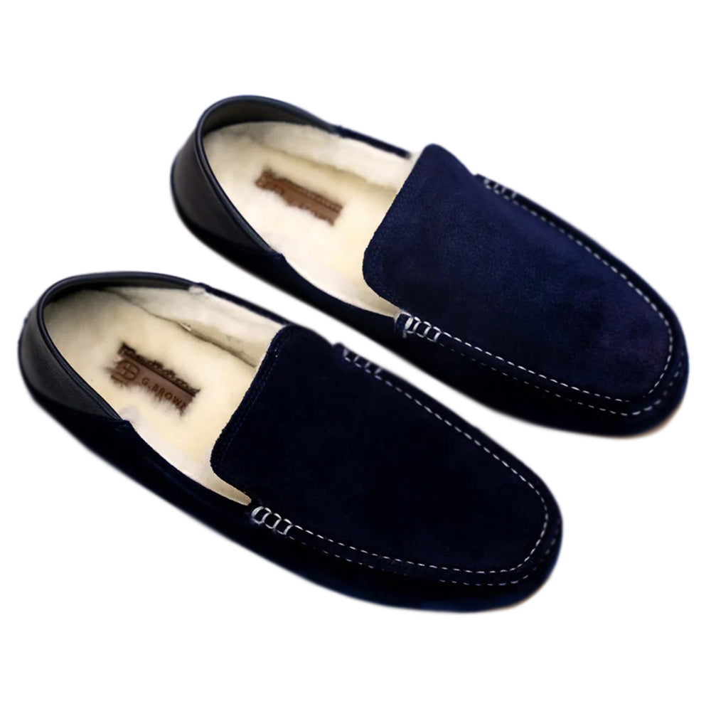 G. Brown Flake-403 Suede Slippers Blue