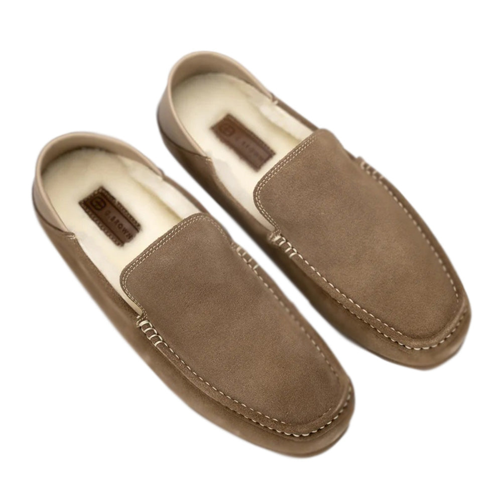 G. Brown Flake-529 Suede Slippers Beige