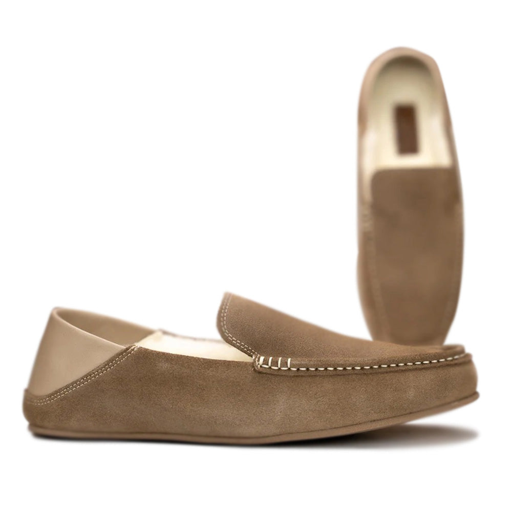G. Brown Flake-529 Suede Slippers Beige
