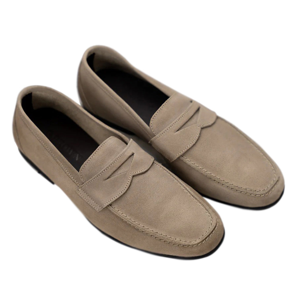 G. Brown Hudson-503 Suede Penny Loafers Beige