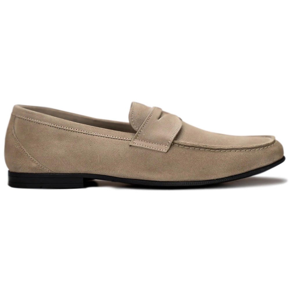 G. Brown Hudson-503 Suede Penny Loafers Beige