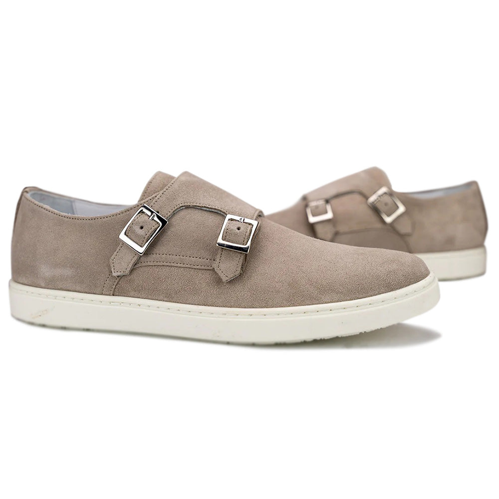 G. Brown Jaxon-552 Suede Monkstrap Shoes Beige