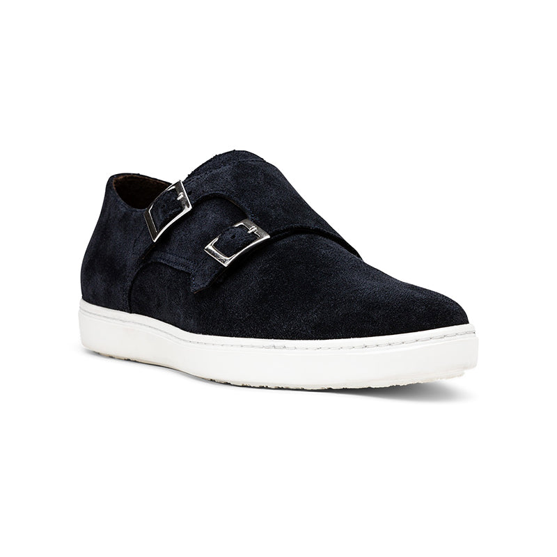 G. Brown Jaxon Suede Double Monk Strap Sneaker Navy