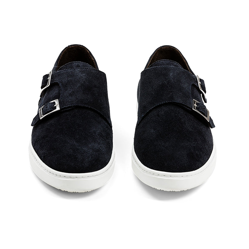 G. Brown Jaxon Suede Double Monk Strap Sneaker Navy