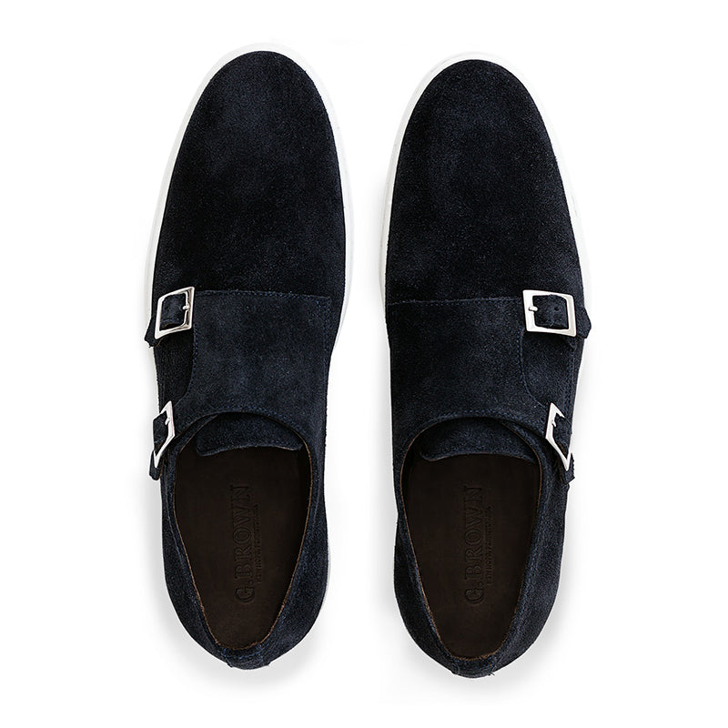 G. Brown Jaxon Suede Double Monk Strap Sneaker Navy