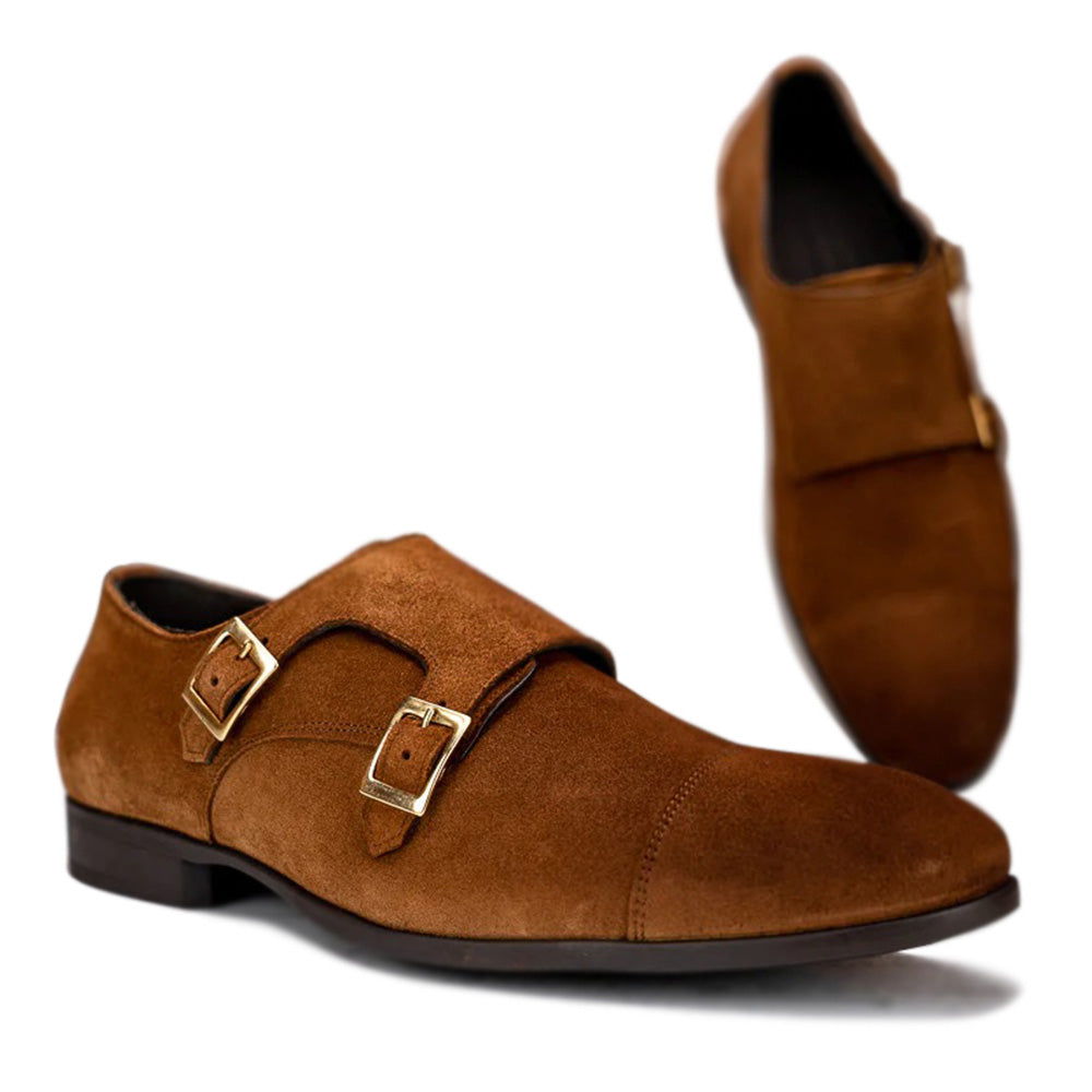 G. Brown Luke-551 Suede Double Monkstrap Shoes Brown
