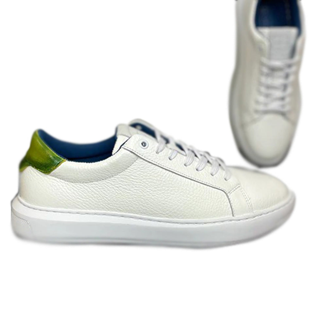 G. Brown Puff-732 Calfskin Sneakers White / Green