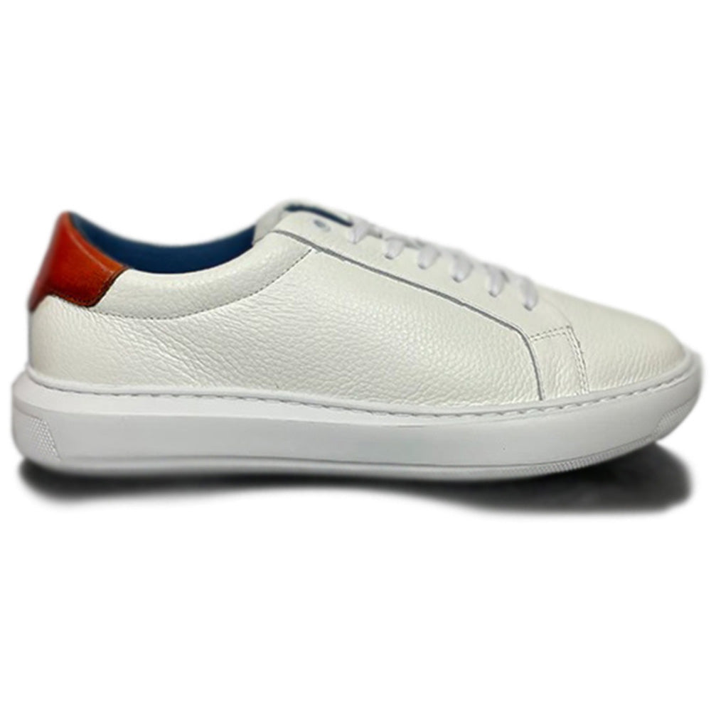 G. Brown Puff-734 Calfskin Sneakers White / Red