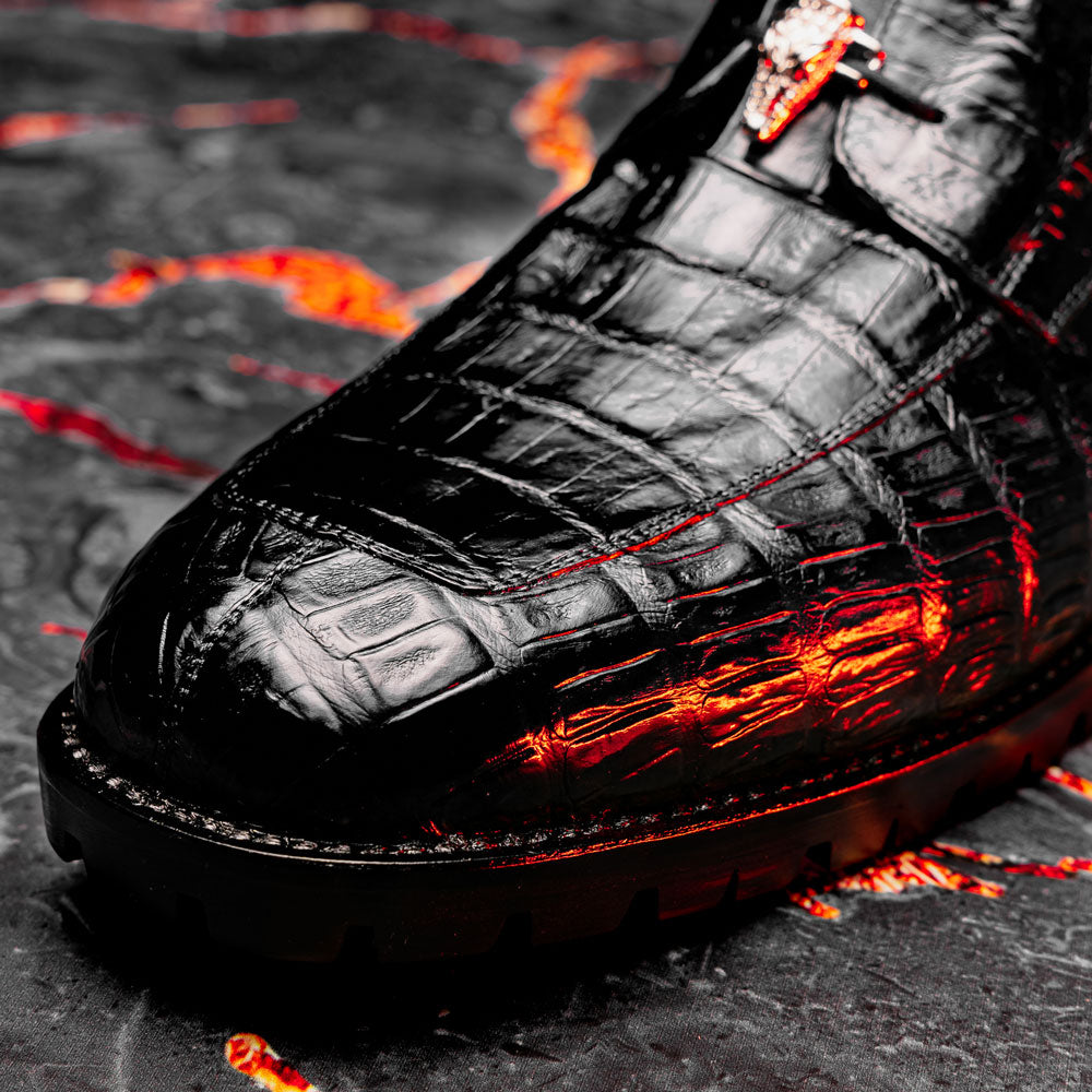 Belvedere Gallardo Caiman Crocodile Boots Black