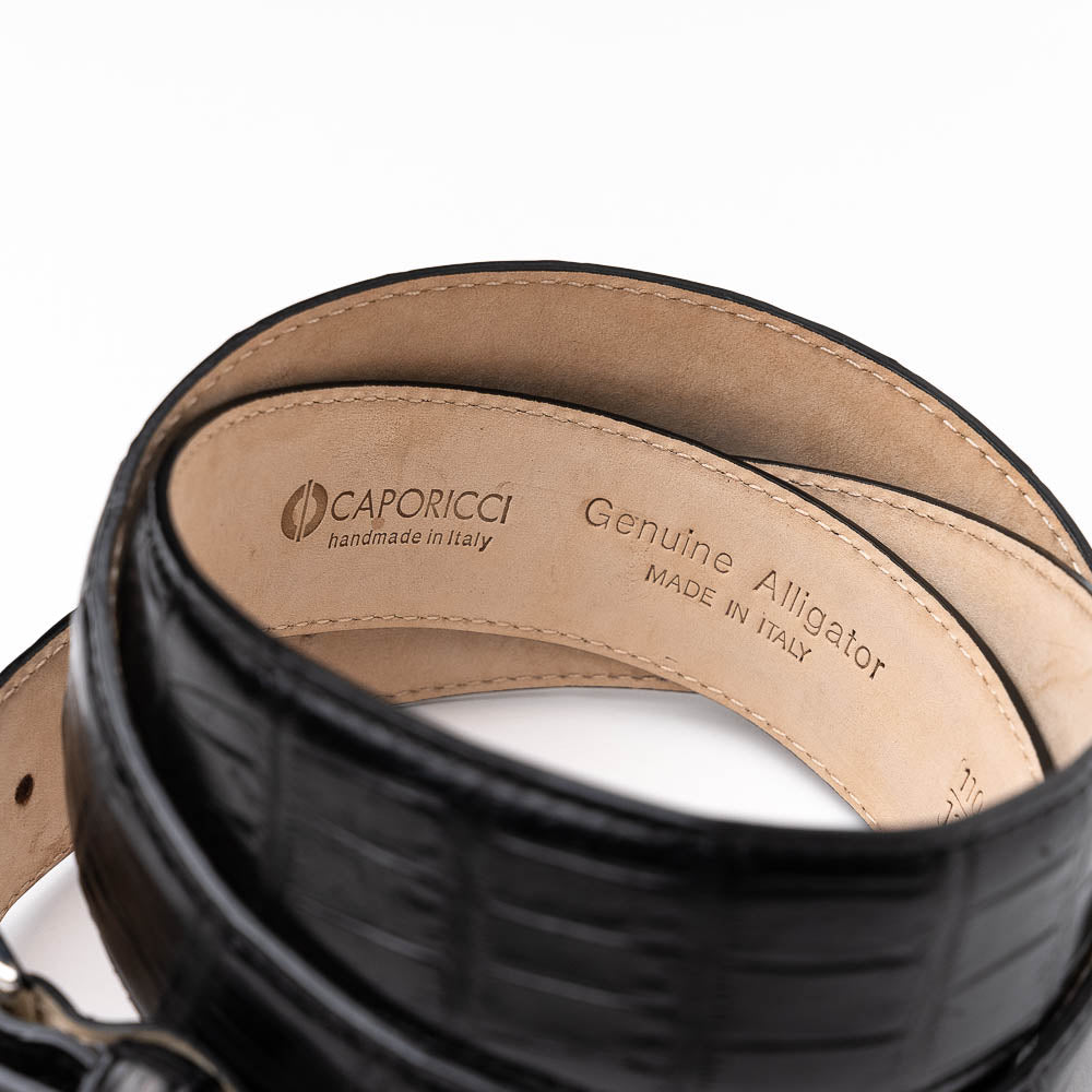 Caporicci Genuine Alligator Belt Black