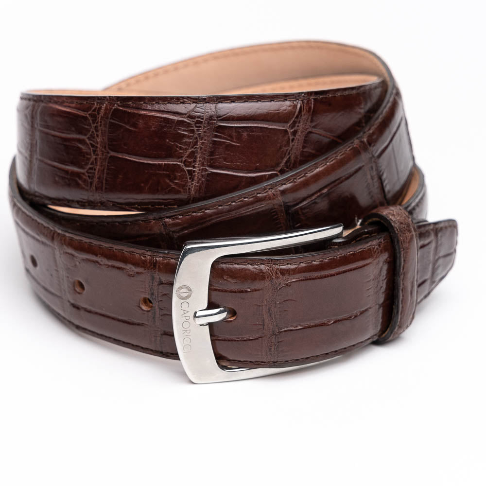 Caporicci Genuine Alligator Belt Brown