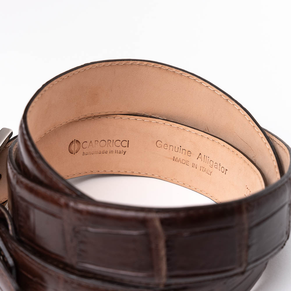 Caporicci Genuine Alligator Belt Brown