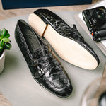 Zelli Gatto Ostrich Double Monk Strap Shoes Black