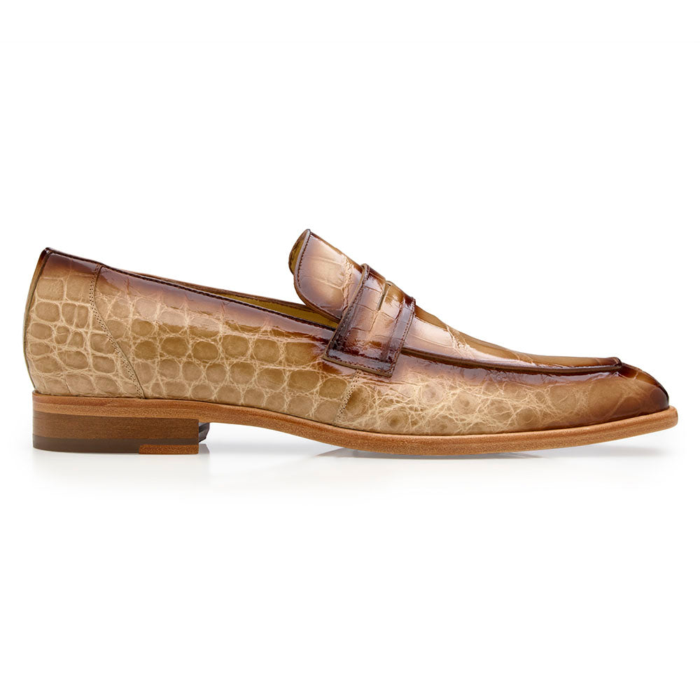 Belvedere Gavino Genuine American Alligator Penny Loafer Antique Taupe (R114)