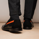 Vinci Leather The Gemena Black / Orange Shoe Bit Dress Loafer