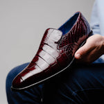 Belvedere Genova Genuine Alligator Shoes Dark Burgundy