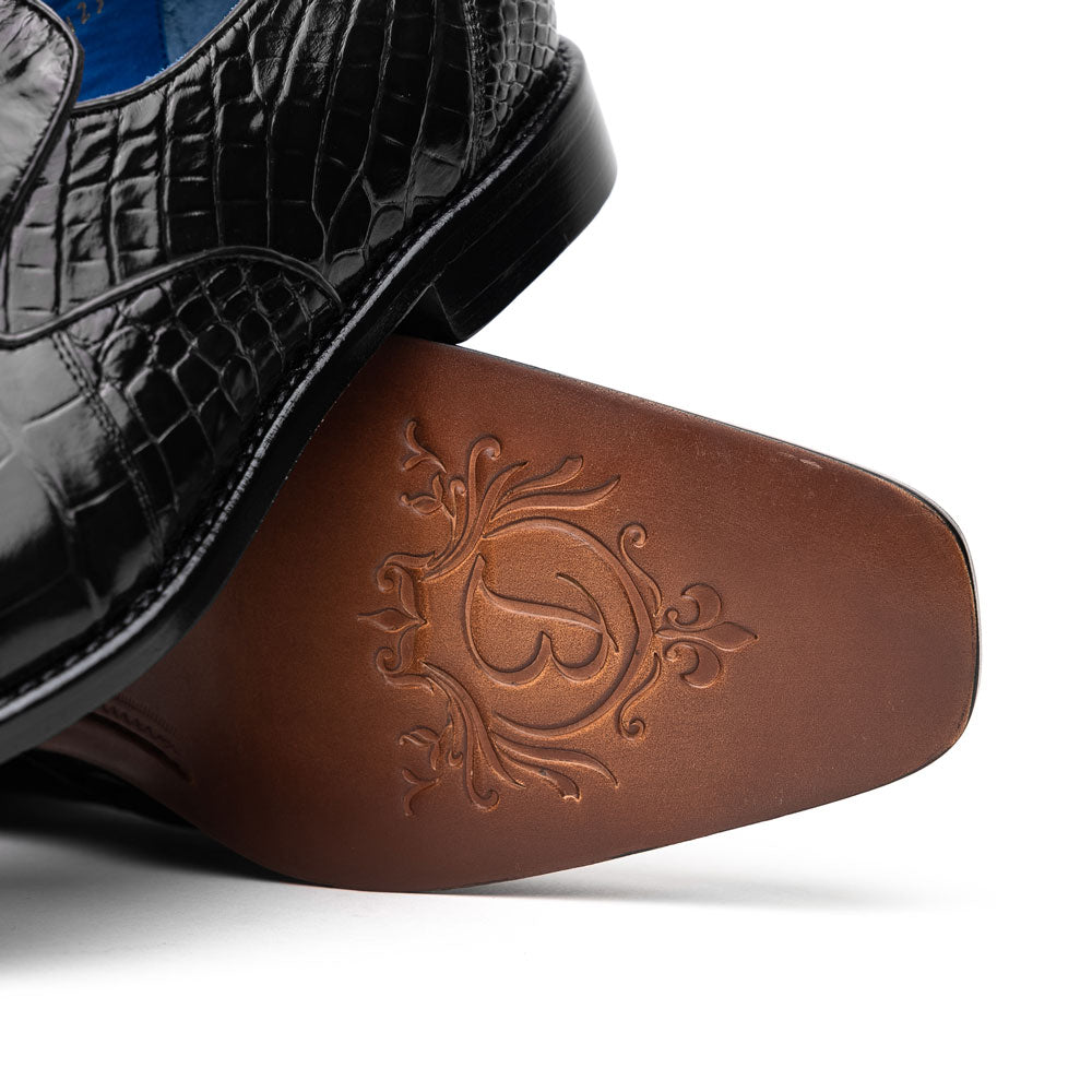 Belvedere Genova Genuine Alligator Shoes Black (R53)
