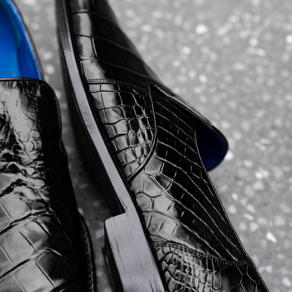 Belvedere Genova Genuine Alligator Shoes Black (R53)