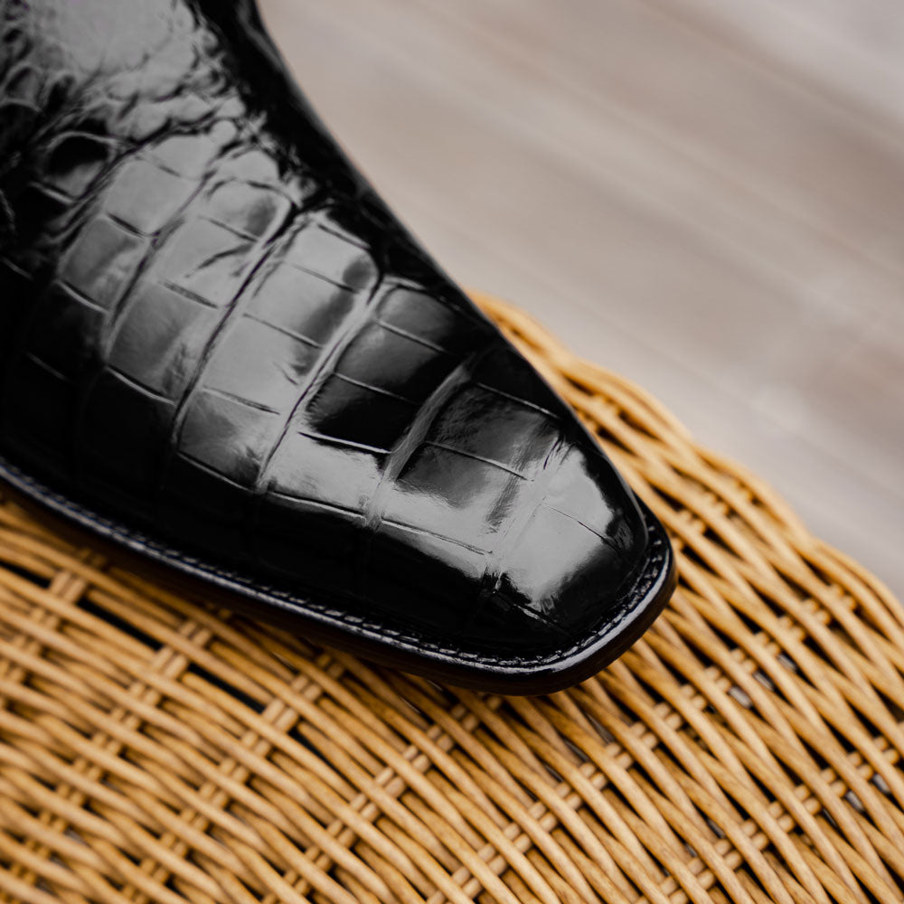 Belvedere Genova Genuine Alligator Shoes Black (R53)