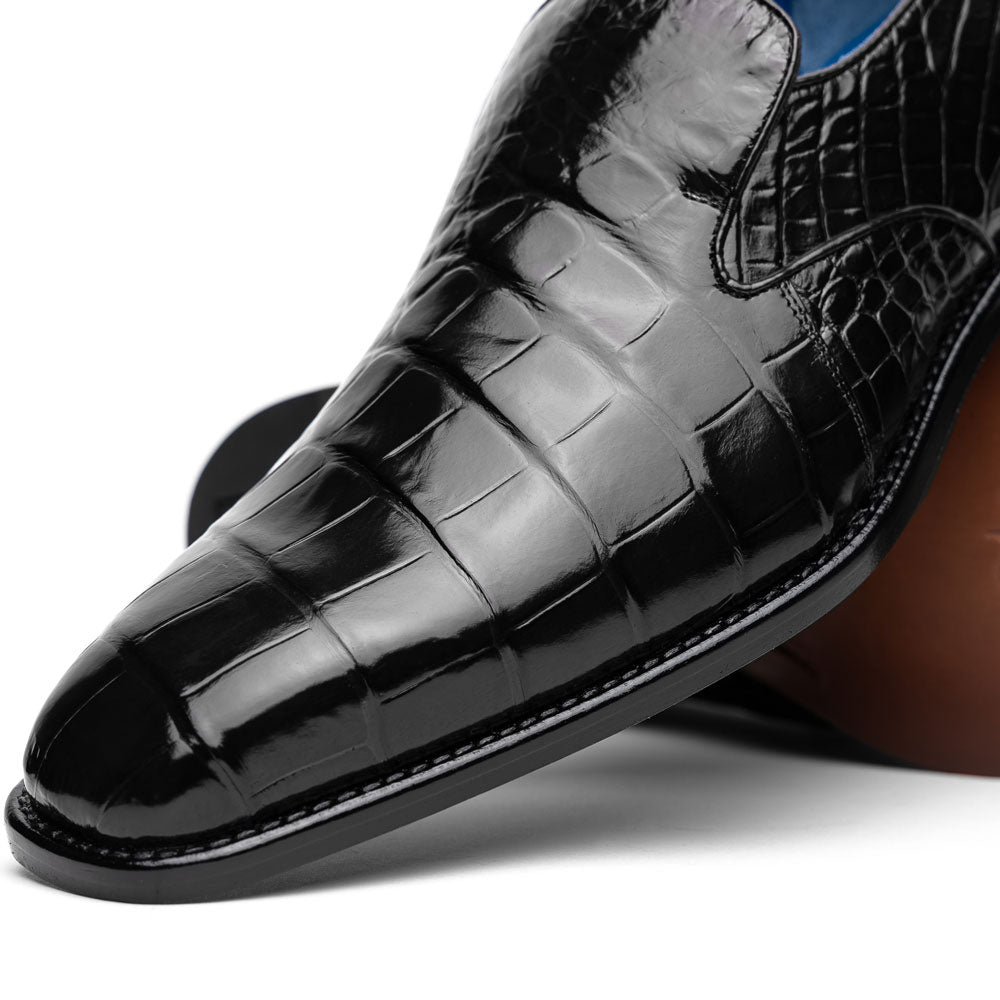 Belvedere Genova Genuine Alligator Shoes Black (R53)