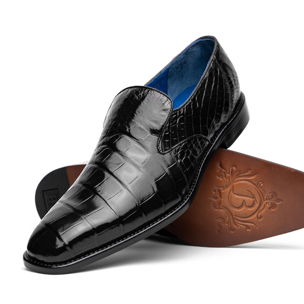 Belvedere Genova Genuine Alligator Shoes Black (R53)