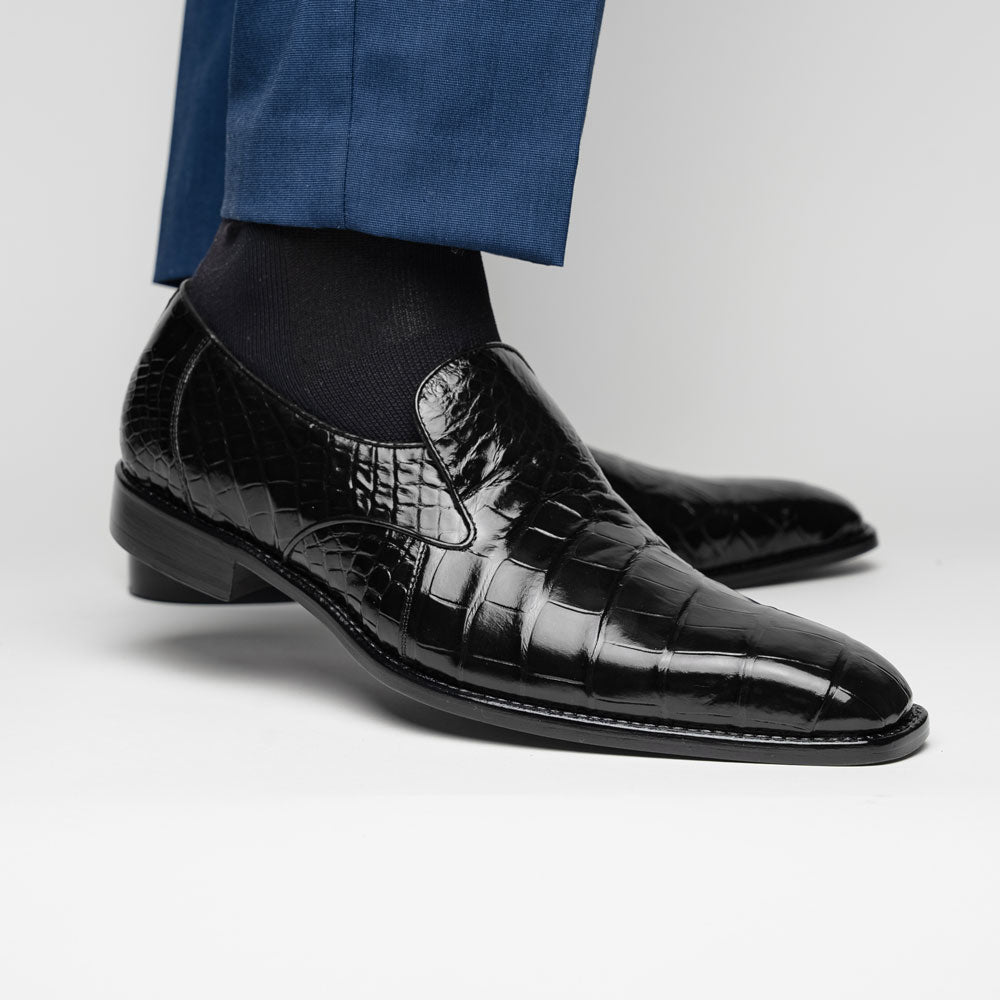 Belvedere Genova Genuine Alligator Shoes Black (R53)