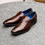 Belvedere Genova Genuine Alligator Shoes Chocolate Brown (R53)