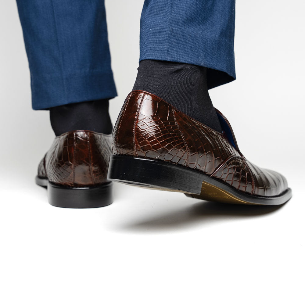 Belvedere Genova Genuine Alligator Shoes Chocolate Brown (R53