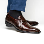 Belvedere Genova Genuine Alligator Shoes Chocolate Brown (R53)