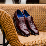 Belvedere Genova Genuine Alligator Shoes Dark Burgundy