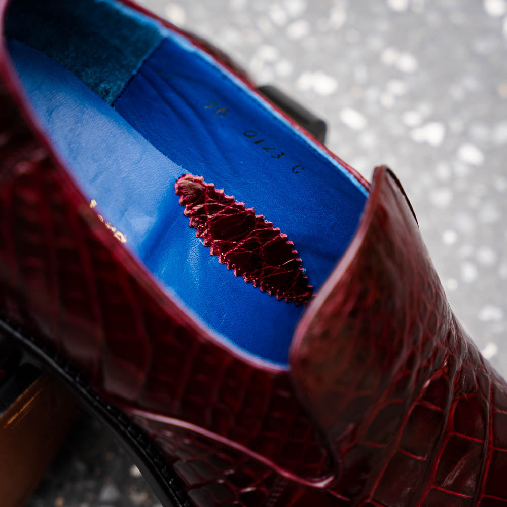 Belvedere Genova Genuine Alligator Shoes Dark Burgundy