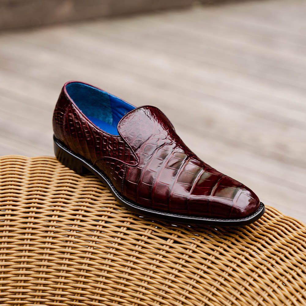 Belvedere Genova Genuine Alligator Shoes Dark Burgundy