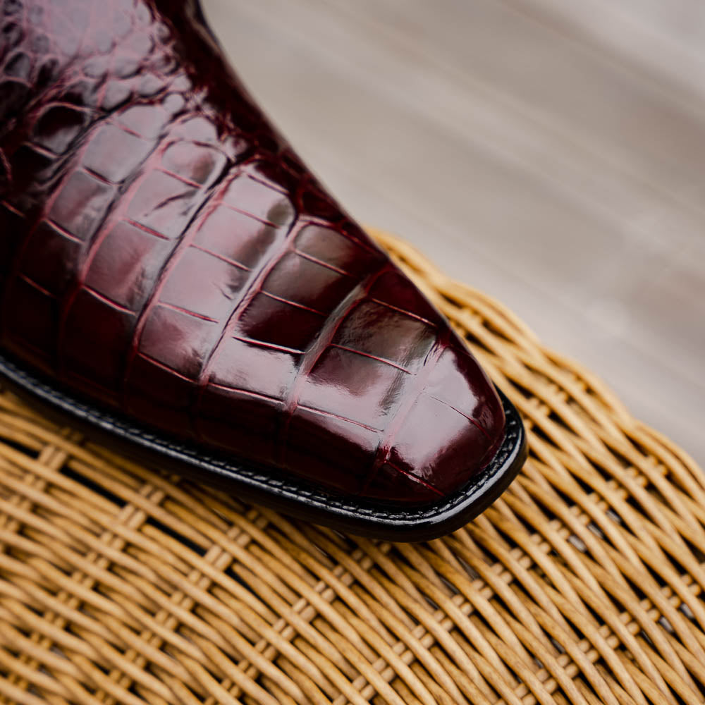 Belvedere Genova Genuine Alligator Shoes Dark Burgundy