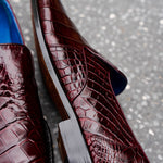 Belvedere Genova Genuine Alligator Shoes Dark Burgundy