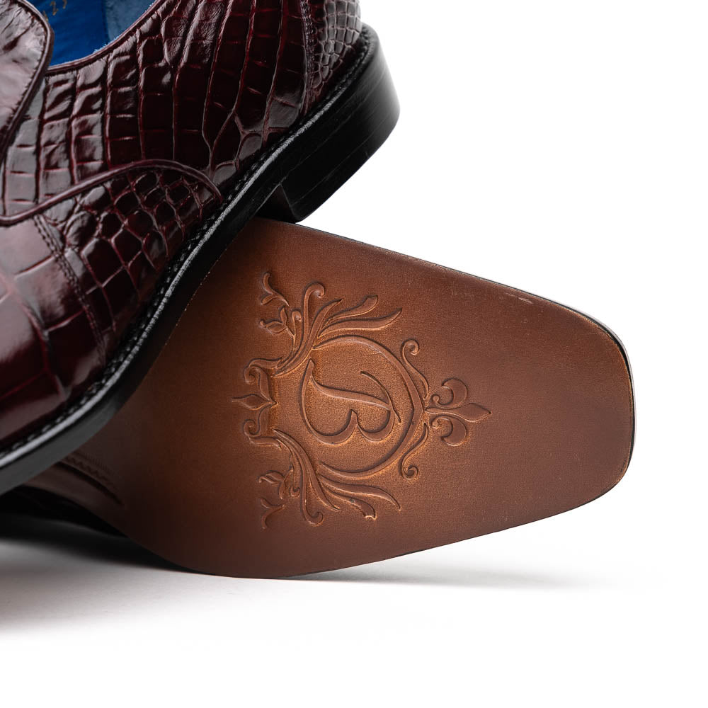 Belvedere Genova Genuine Alligator Shoes Dark Burgundy