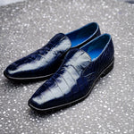 Belvedere Genova Genuine Alligator Shoes Navy