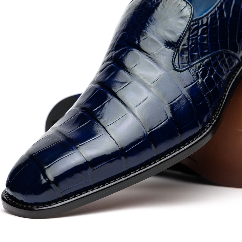 Belvedere Genova Genuine Alligator Shoes Navy