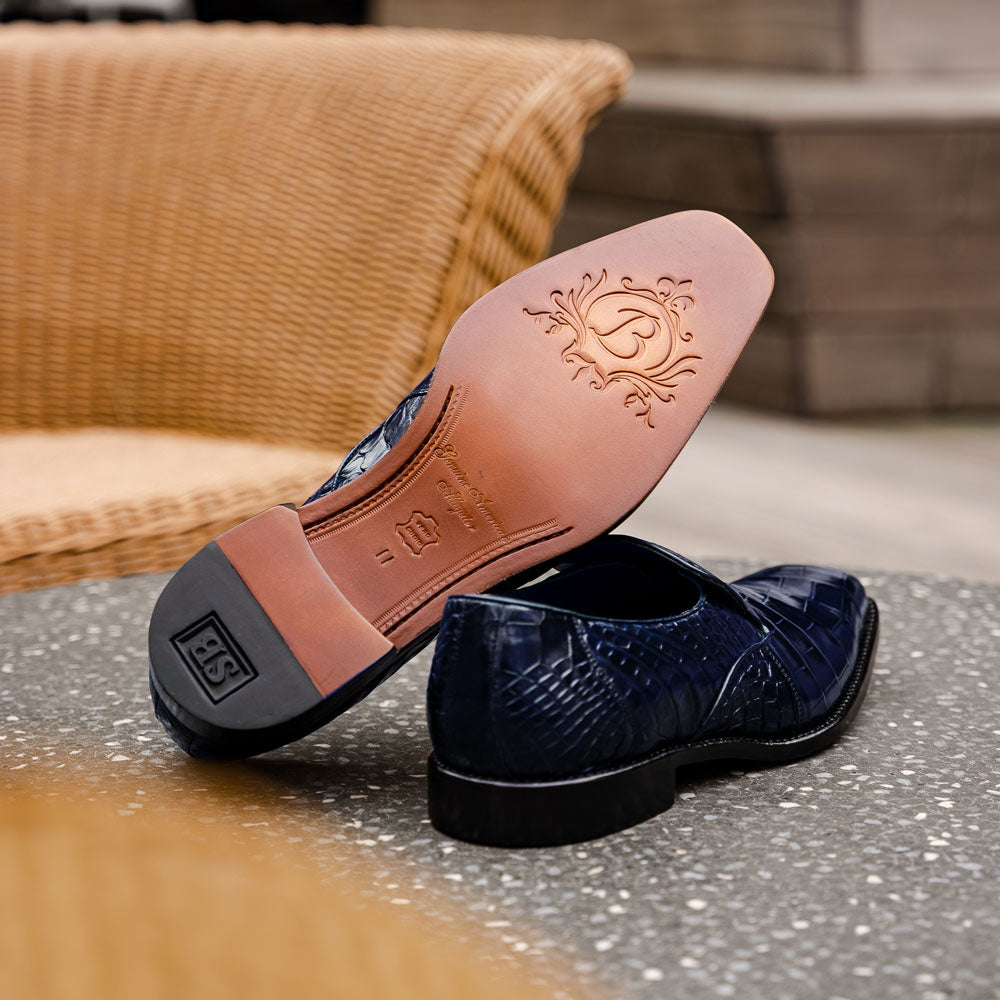 Belvedere Genova Genuine Alligator Shoes Navy
