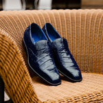 Belvedere Genova Genuine Alligator Shoes Navy