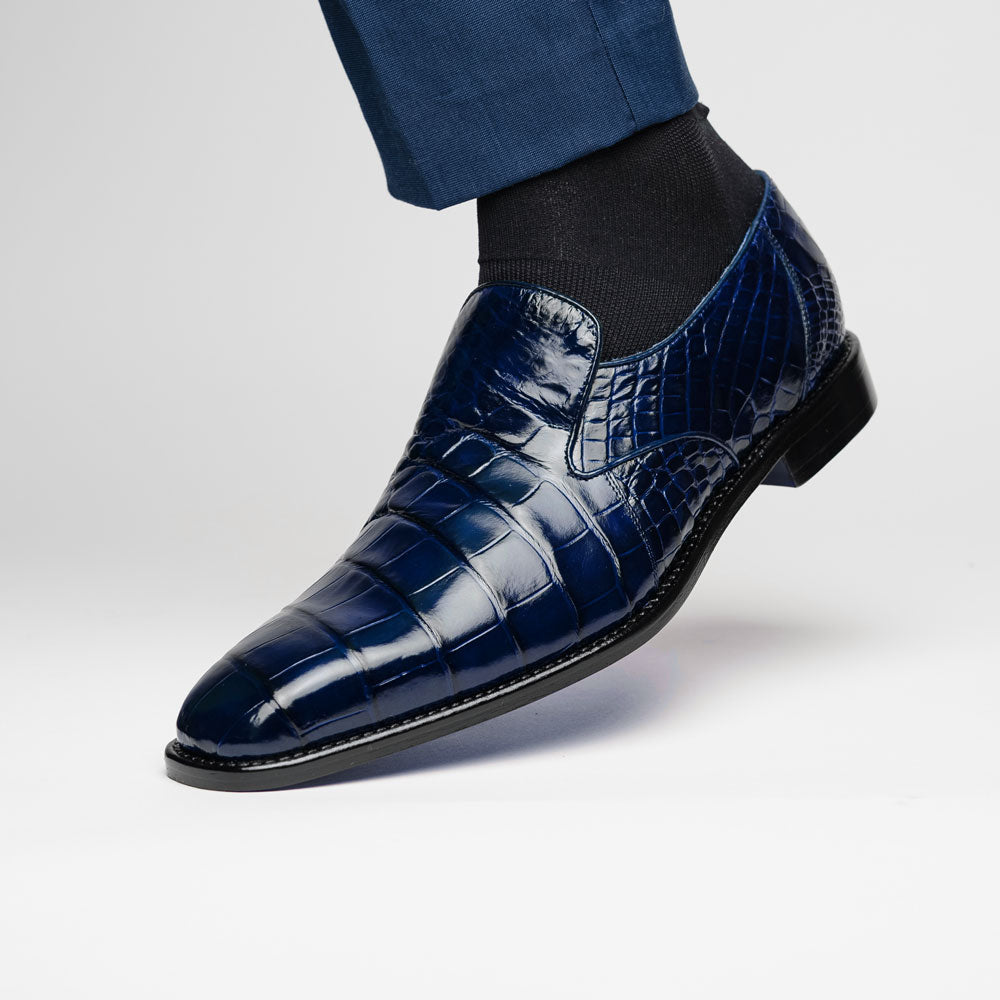 Belvedere Genova Genuine Alligator Shoes Navy
