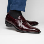 Belvedere Genova Genuine Alligator Shoes Dark Burgundy